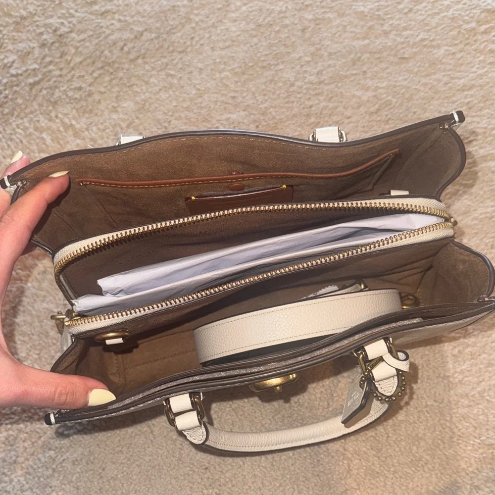 Coach Cream Satchel with Gold Accents - Picture 5 of 16